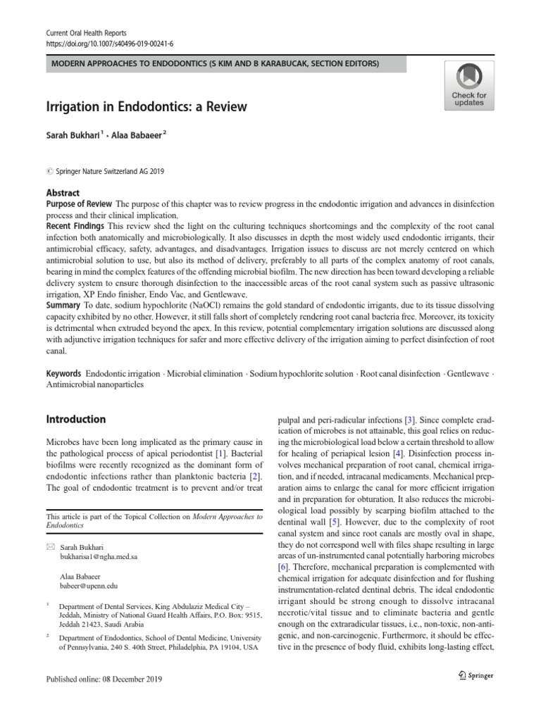 Advances in Endodontic Irrigation Techniques | PDF | Biofilm | Bacteria
