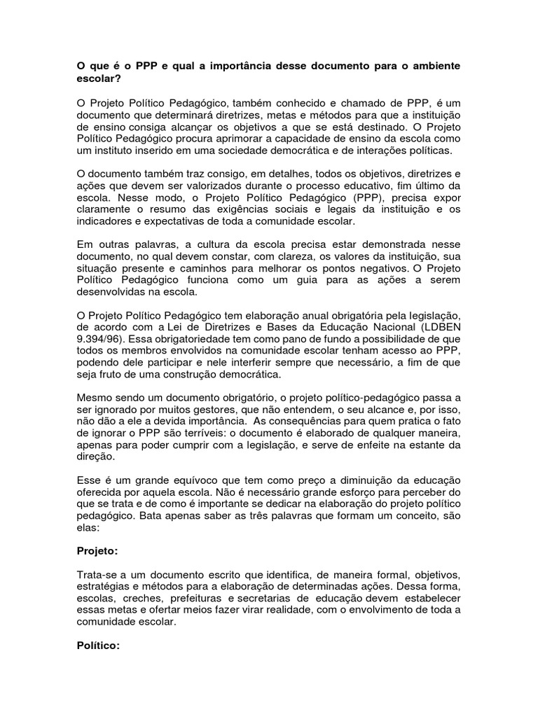 PPP Pedagogia Escolas