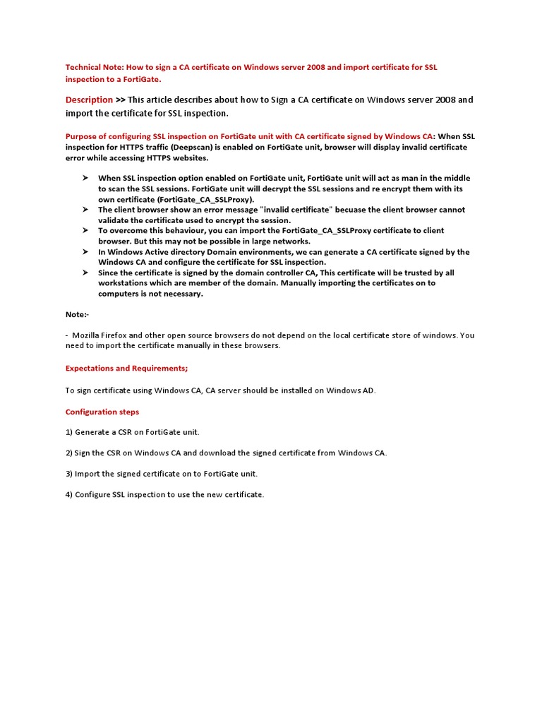 Import CA Certificate for SSL Inspection | PDF | Public Key Certificate ...