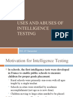 Uses and Abuses of Intelligence Testing: BS. 6 Semester