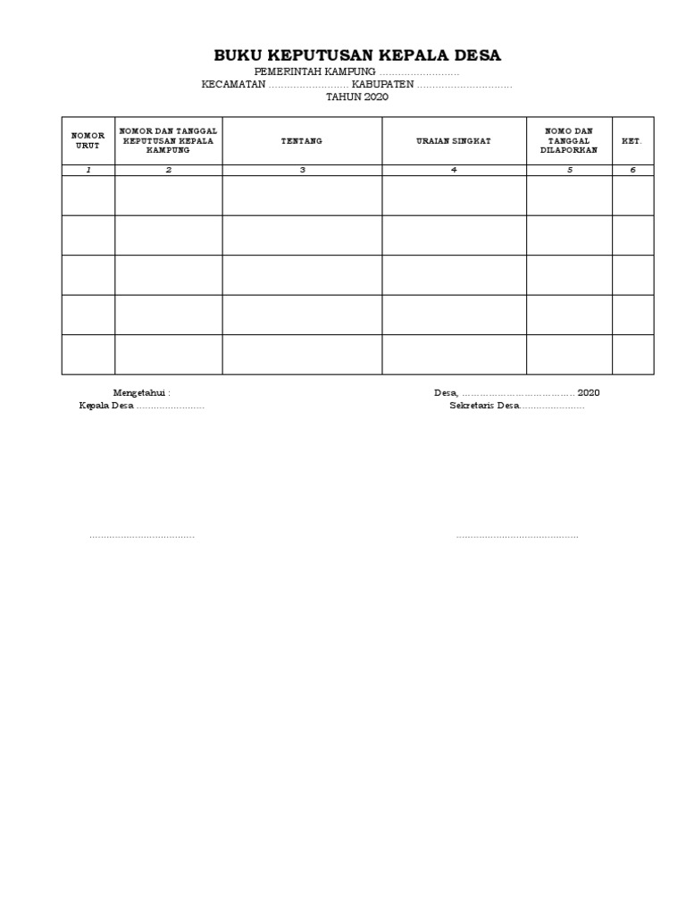 Buku Keputusan Kepala Desa Pdf