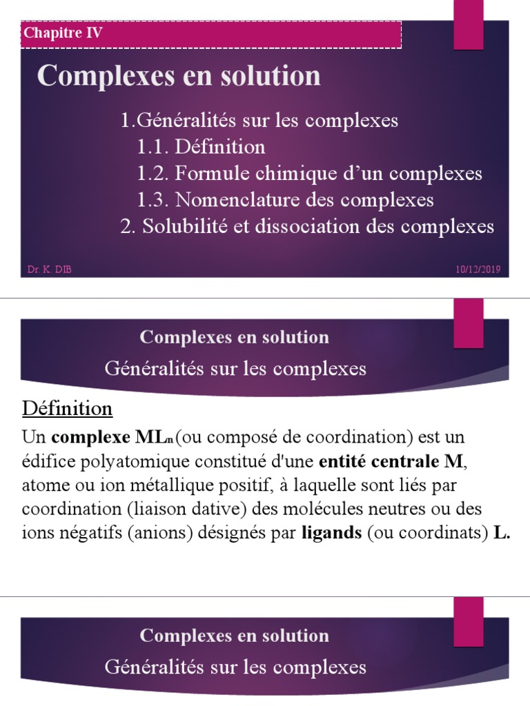 Complexes en solution définitions et nomenclature PDF Complexe — free download