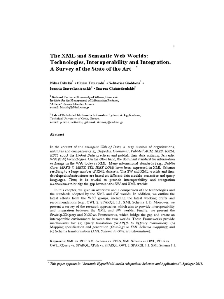 Bridging XML and Semantic Web | PDF | Resource Description Framework ...