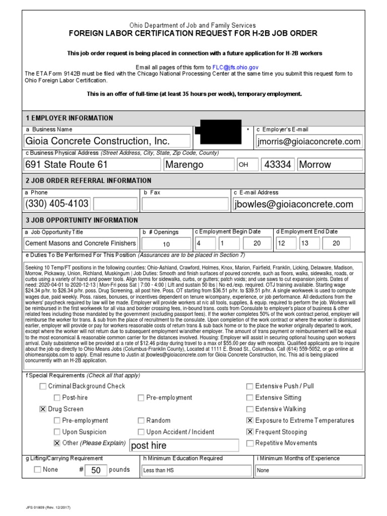 Gioia Concrete Construction, Inc. 691 State Route 61 Marengo 43334