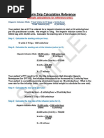 Heparin Drip Calculation Reference: (Sample Calculations For Reference Only!)