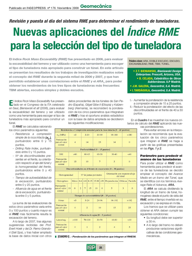 Optimización del Índice RME en Túneles | PDF | Naturaleza