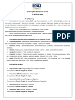 Orientações de Estudo - 11 A 15 de Maio 8º Ano