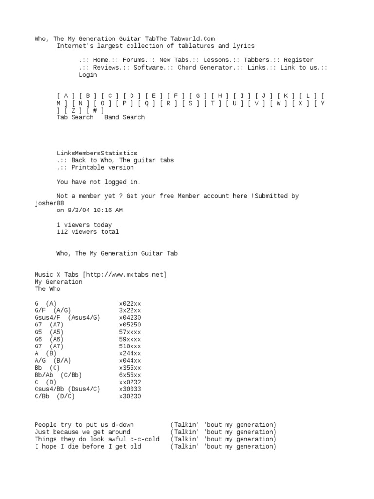 Who, The My Generation Guitar Tab | PDF | Business