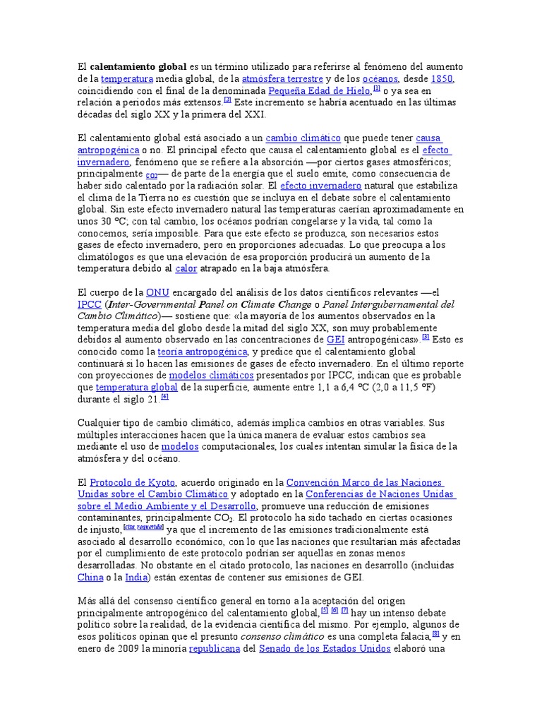Calentamiento Global | PDF | Efecto invernadero | Gases de efecto ...