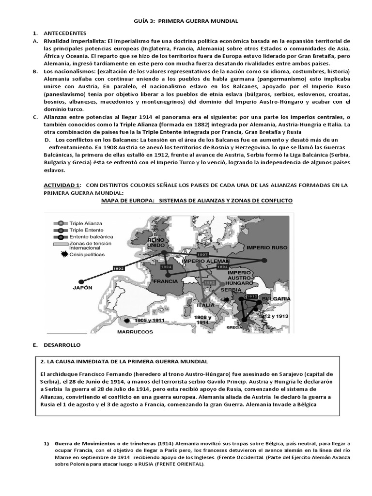 Causas y Desarrollo de la WWI | PDF | Primera Guerra Mundial | Austria ...