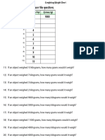 Fill in The Chart and Then Answer The Questions.: Grams (G)