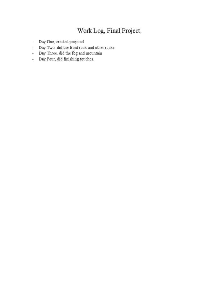 Final Project Work Log Summary | PDF