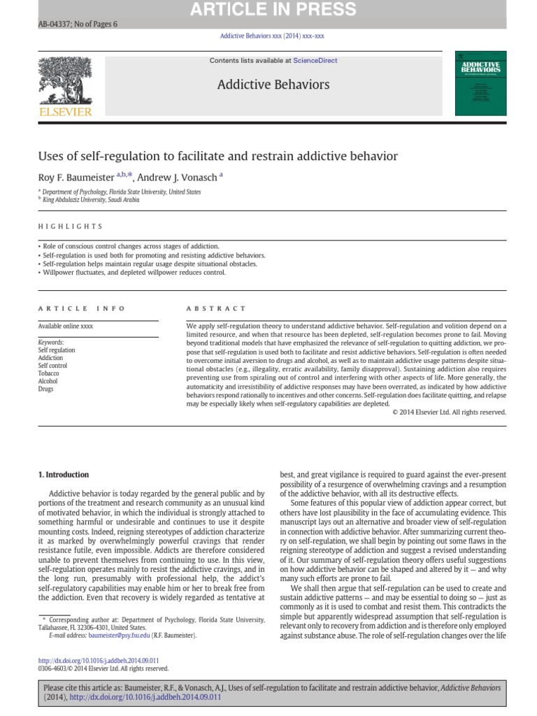 Uses of Self-Regulation To Facilitate An PDF | PDF | Self Control