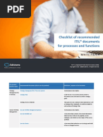 Checklist of Recommended ITIL® Documents For Processes and Functions