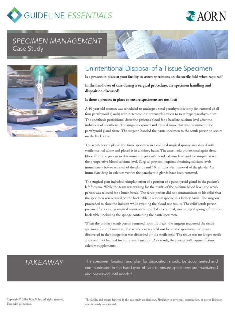 CaseStudies Specimen Management PDF Surgery Medical Specialties