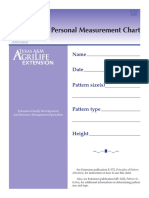 Personal Measurement Chart: Name Date Pattern Size(s)