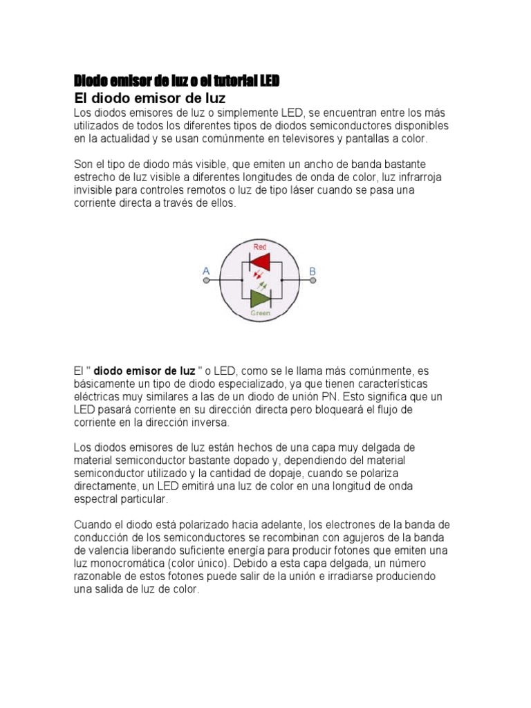 Diodo Emisor de Luz o El Tutorial LED | Descargar gratis PDF | Diodo ...