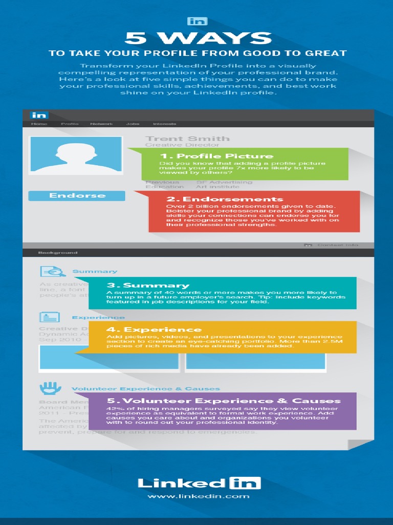 LINKEDIN - 5 Linkedin Profile Tips Infographic | PDF