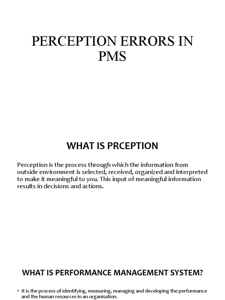 Perception Errors in PMS | PDF | Bias | Stereotypes