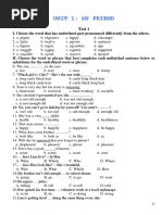 Unit 1: My Friend: I. Choose The Word That Has Underlined Part Pronounced Differently From The Others