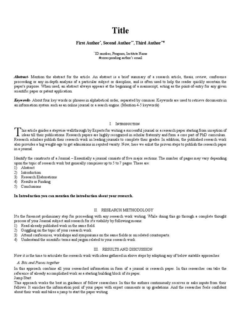 Title: First Author, Second Author, Third Author | PDF | Academic ...