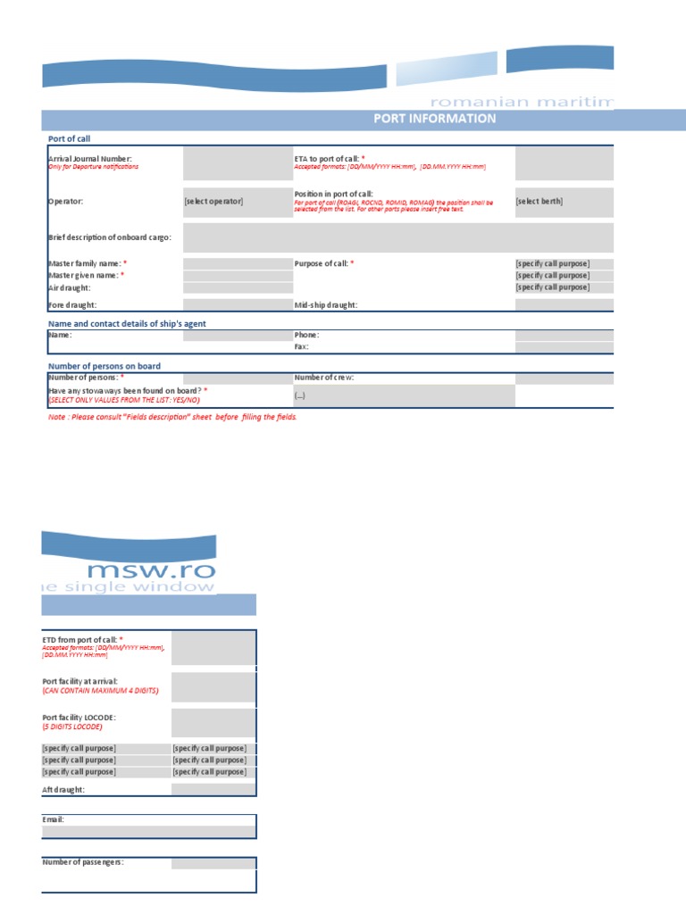 Port Call Notification Guidelines | PDF | Ships | Waste