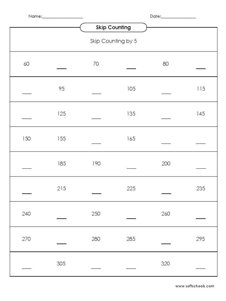 3 Digit Skip Counting Count by 5s Worksheet 2 NBT A 2 1 PDF | PDF