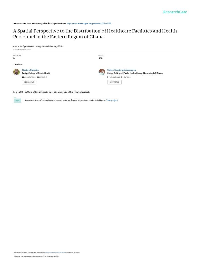 A Spatial Perspective To The Distribution of Health Services | PDF ...