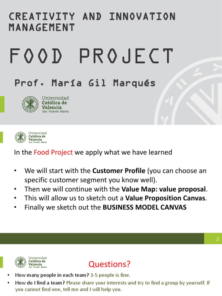 Food Project: Business Model Workshop | PDF | Career & Growth