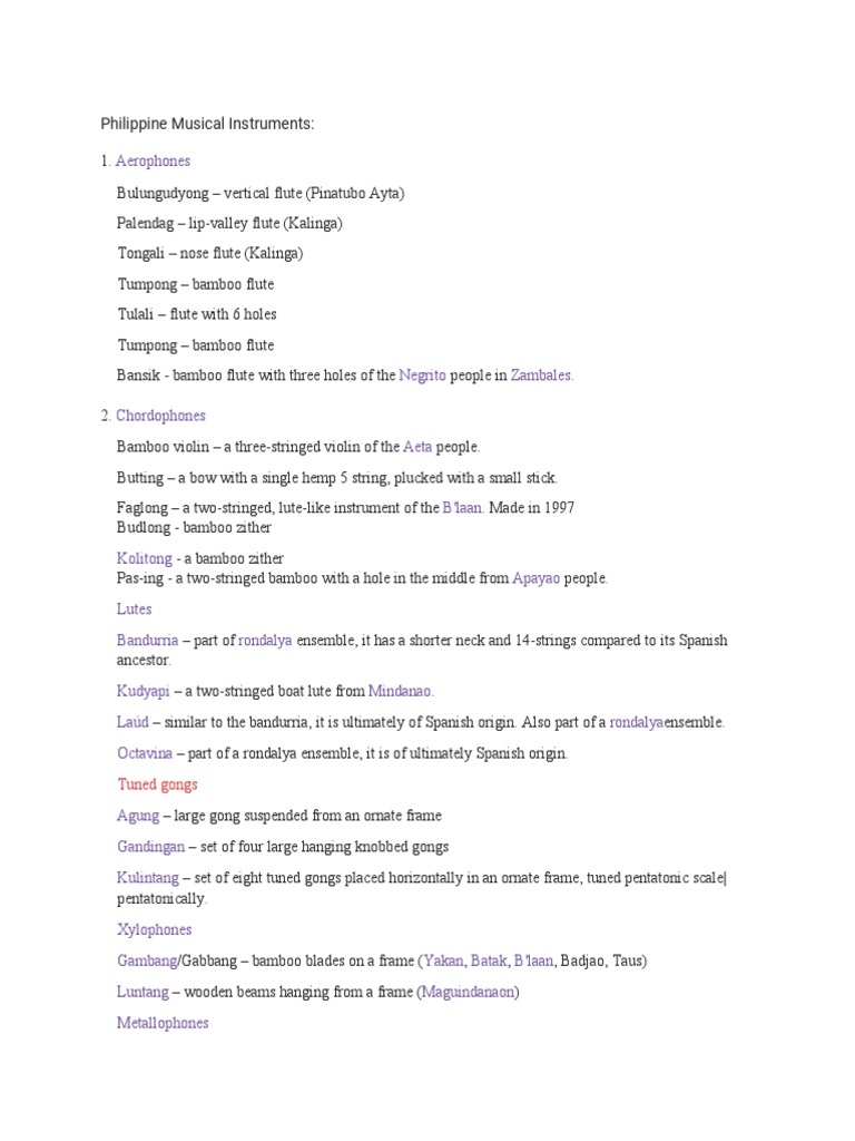 Philippine Traditional Instruments | PDF | Foreign Language Studies | Art