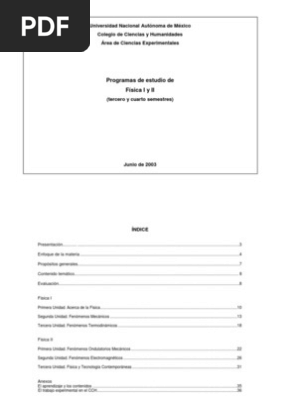 Programa De Estudios Física I Y Ii Cch Unam Calor