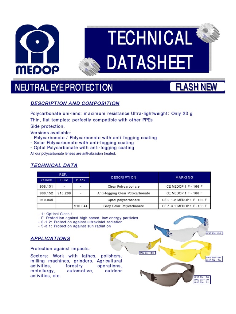 Technical Datasheet Neutral Eye Protection PDF Materials Chemistry
