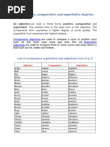The Positive, Comparative and Superlative Degrees