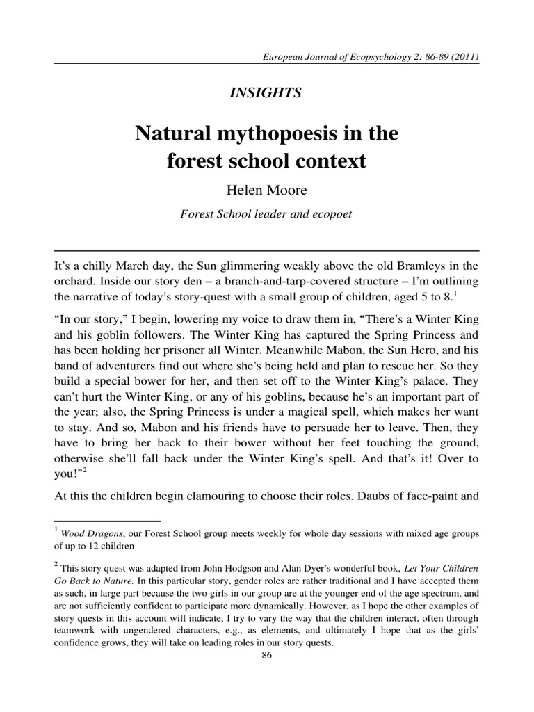 Mythopoesis Forest School Pdf