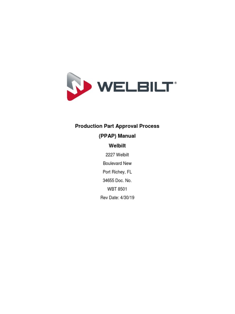 Production Part Approval Process (PPAP) Manual Welbilt | PDF ...
