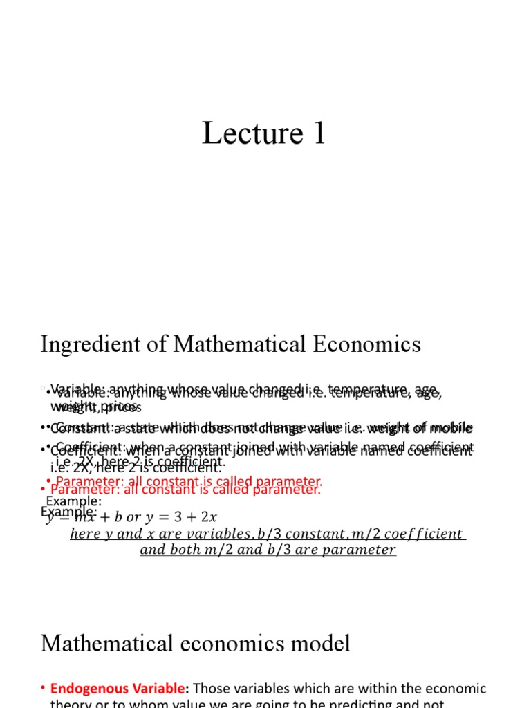 Introduction to Mathematical Economics | PDF