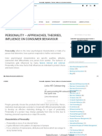 PERSONALITY - Approaches, Theories, Influence On Consumer Behaviour