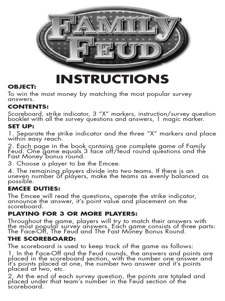 QPFamilyFeud Instructions PDF PDF Chili Pepper Home Appliance
