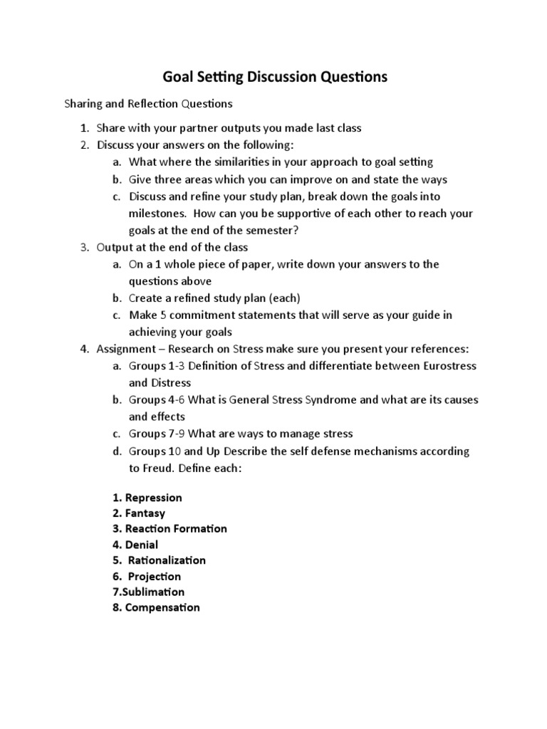 Goal Setting and Stress Management Guide | PDF | Self-Improvement