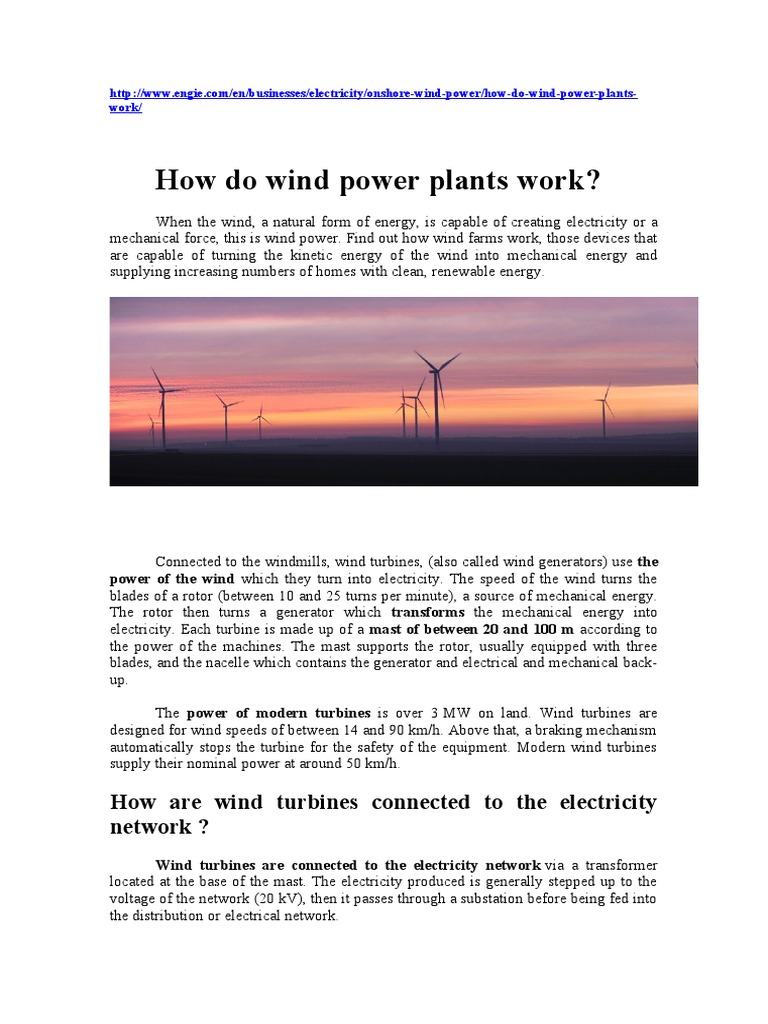 How Do Wind Power Plants Work? How Are Wind Turbines Connected To The