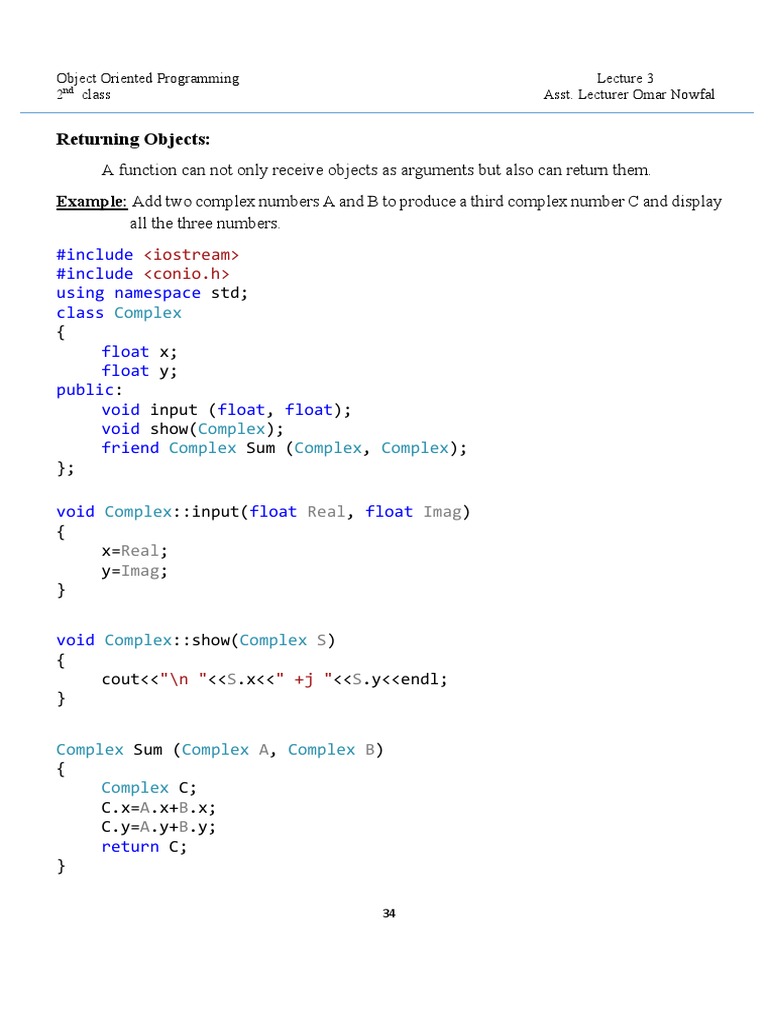 Returning Objects | PDF | Constructor (Object Oriented Programming ...