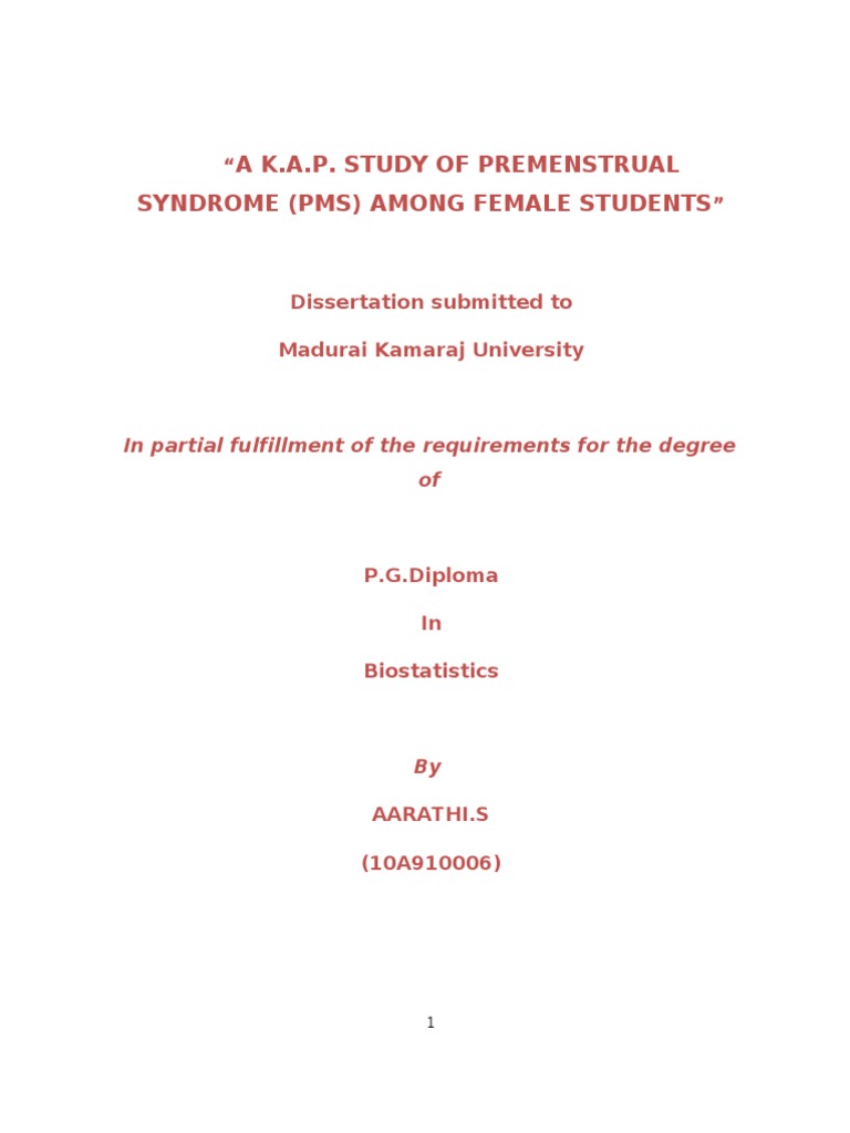 K.A.P. Study on PMS in Female Students | PDF | Premenstrual Syndrome ...
