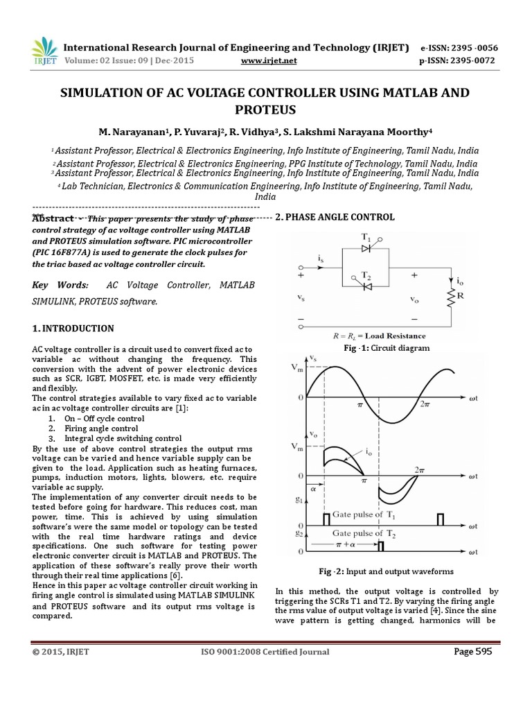 Simulation of Ac Voltage Controller Using Matlab and Proteus | PDF ...