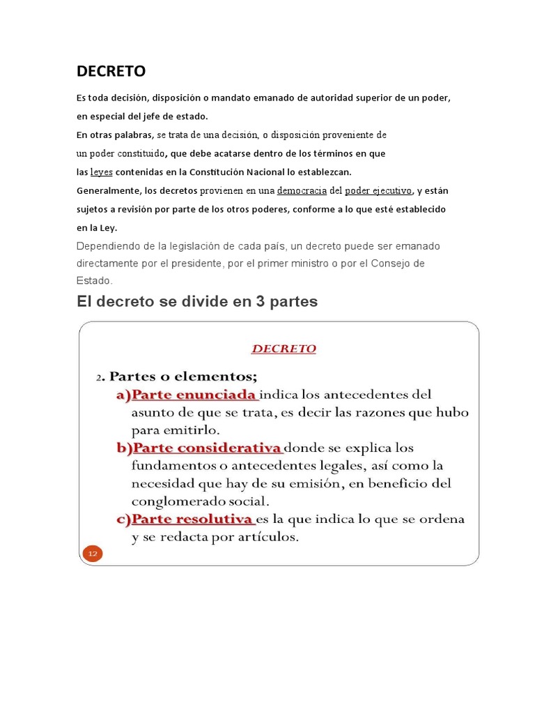 Definición y Tipos de Decretos | PDF | Decreto | Estado (política)
