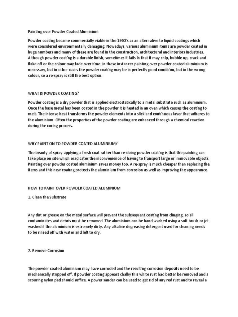 Painting Over Powder Coated Aluminium PDF Paint Corrosion