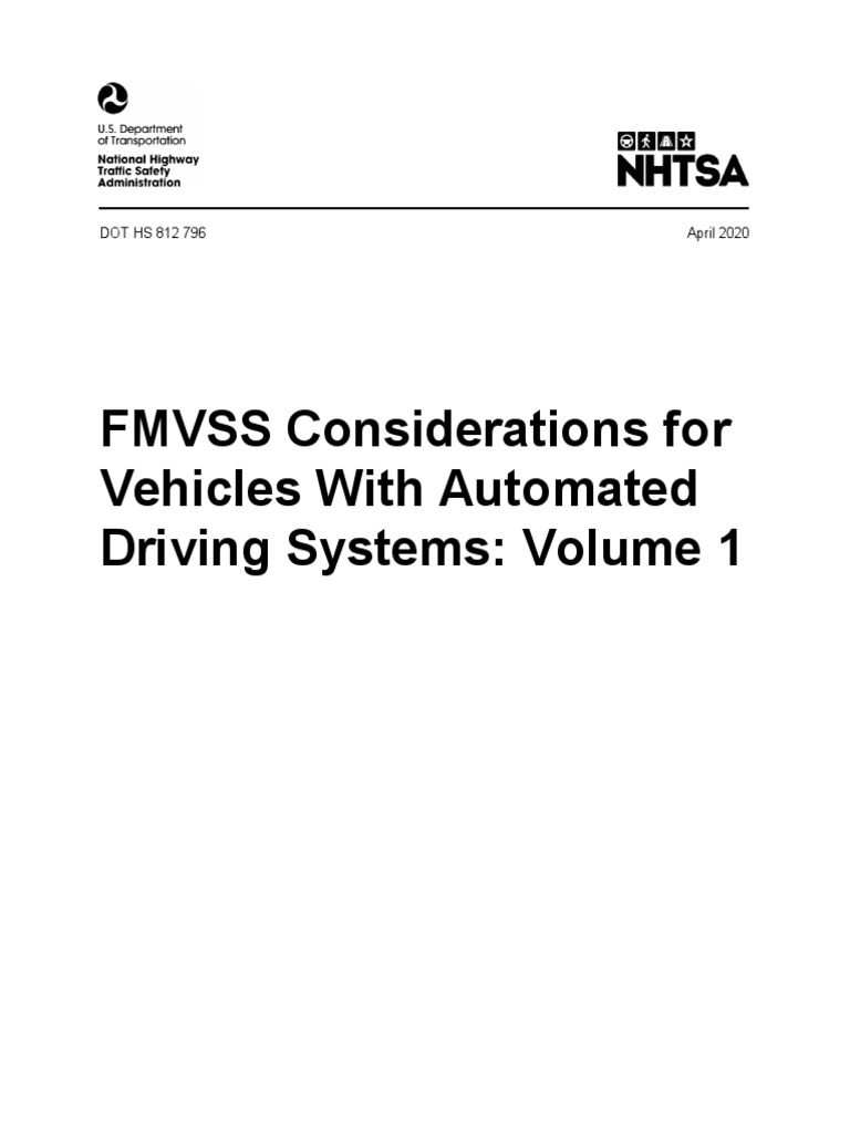 FMVSS for Automated Driving Systems | PDF | Verification And Validation ...
