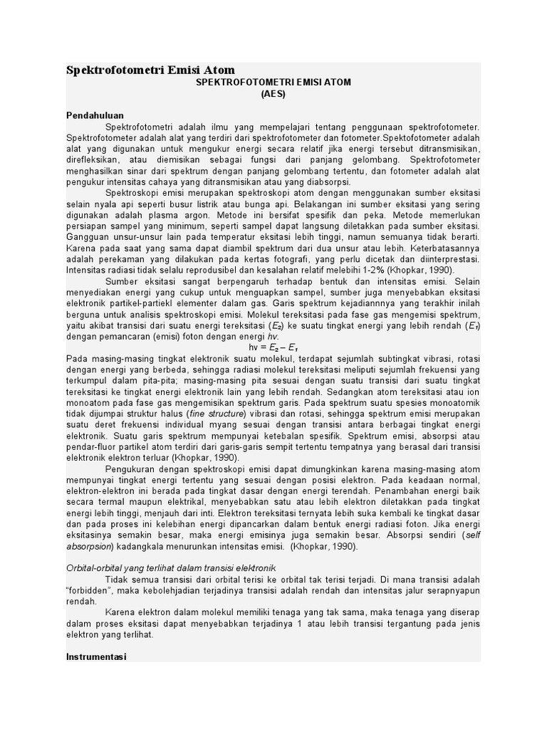 Spektrofotometri Emisi Atom | PDF