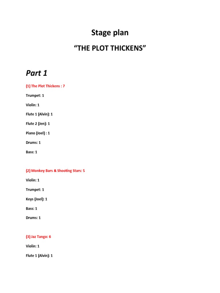 Stage Plan: 