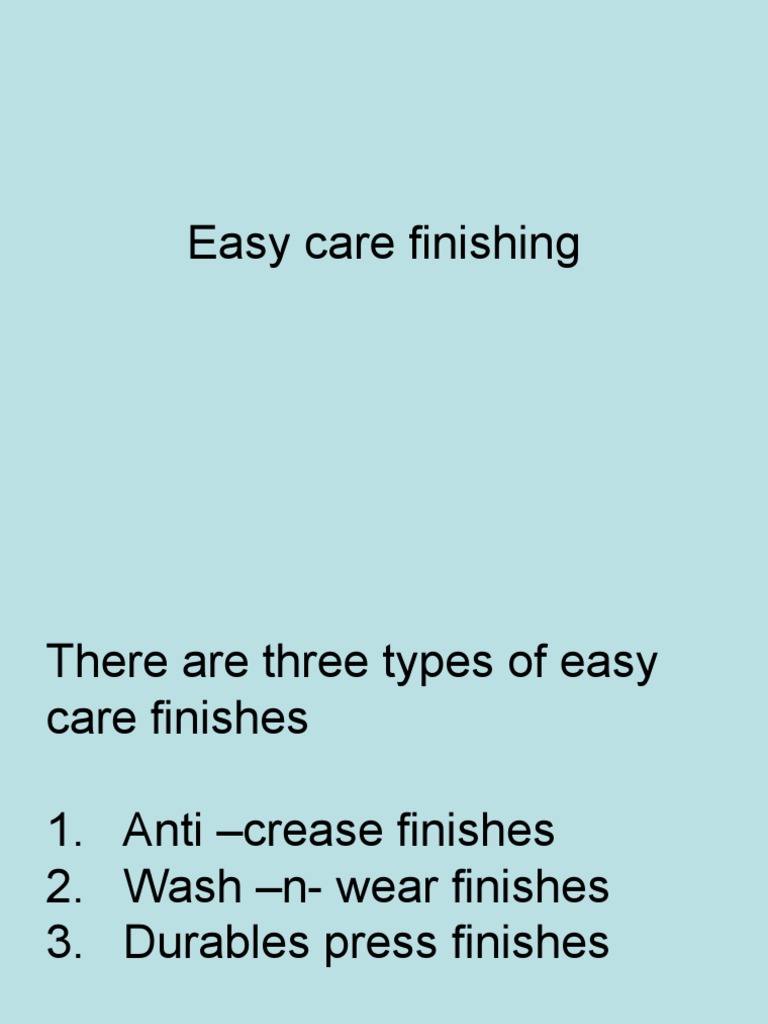 Easy Care Finish PDF Textiles Yarn
