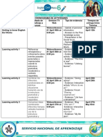 CRONOGRAMA DE ACTIVIDADES DE APRENDIZAJE EN INGLÉS